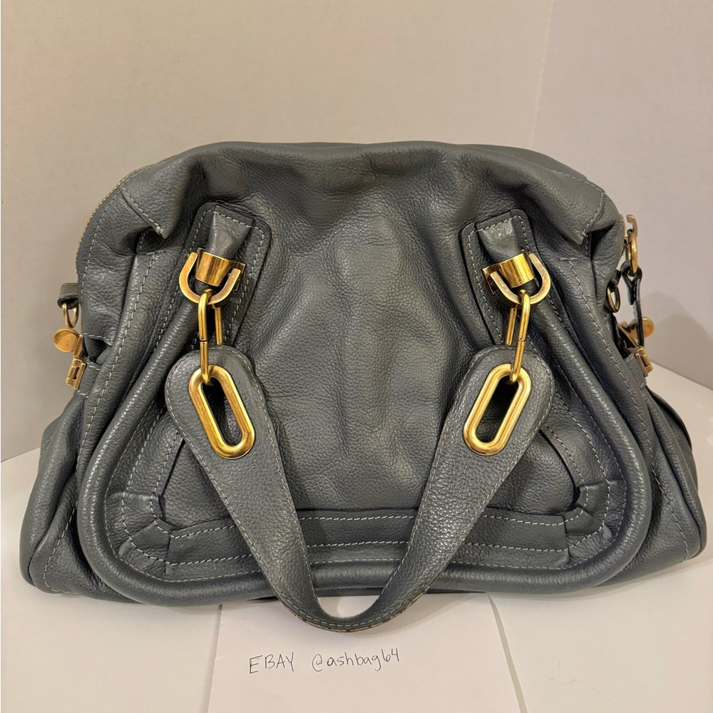 SOLD! Chloe Medium Paraty Gray Leather Handbag with Gold Hardware - Picture 6 of 15